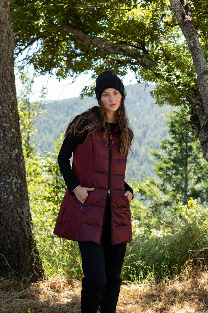 Long Metallic Nylon Down Vest