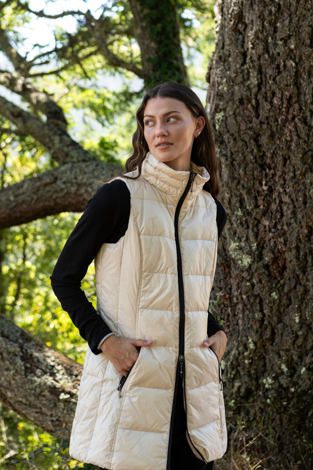 Long Metallic Nylon Down Vest