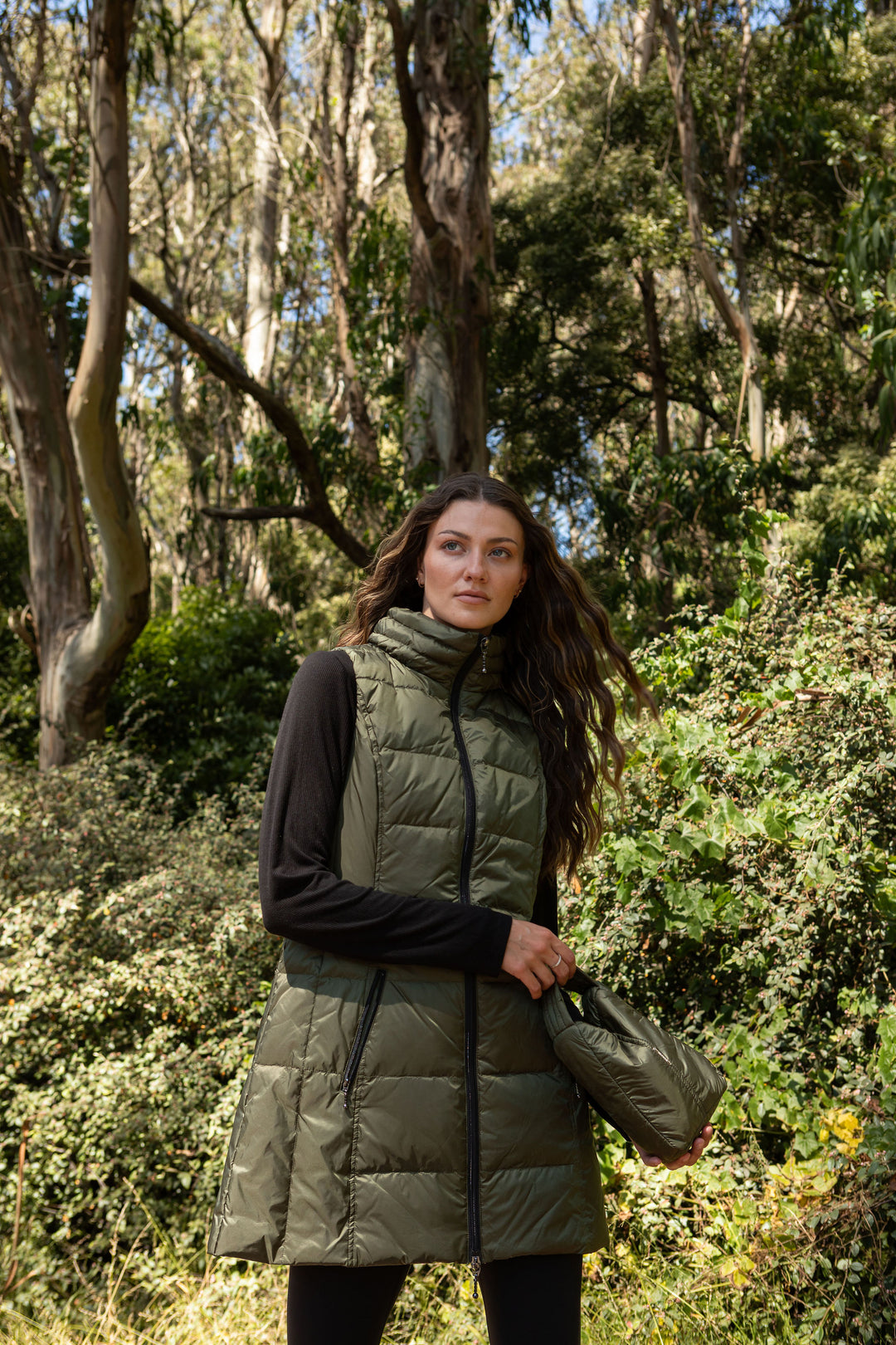 Long Metallic Nylon Down Vest