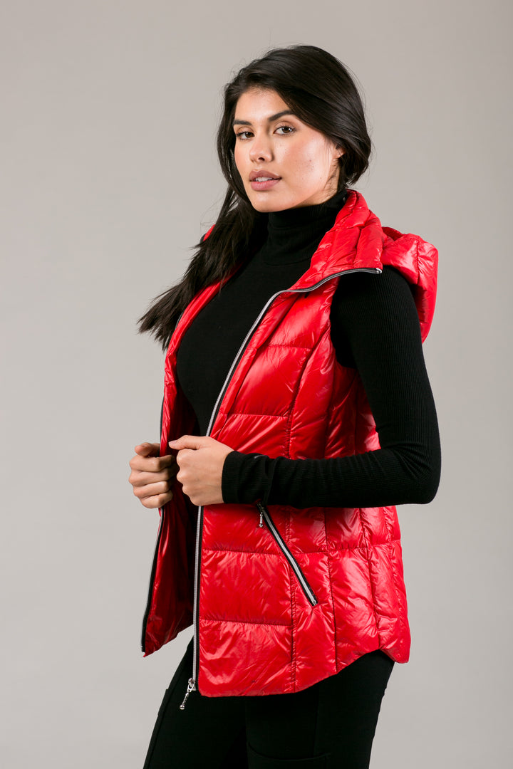 Short Hooded Quilted Vest