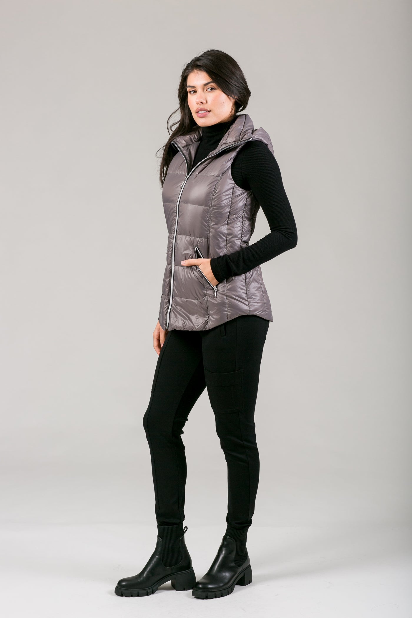Short Hooded Quilted Vest