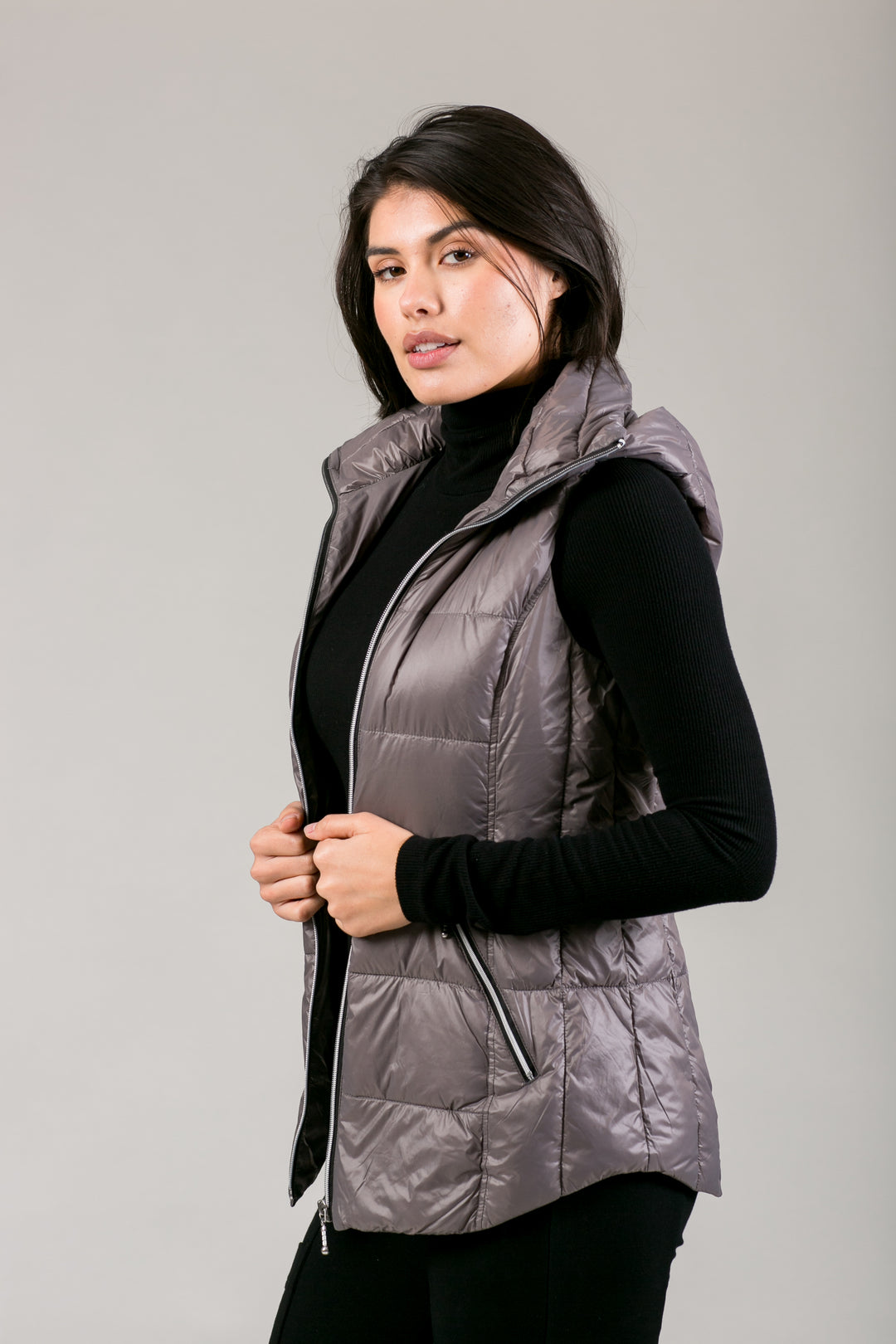 Short Hooded Quilted Vest