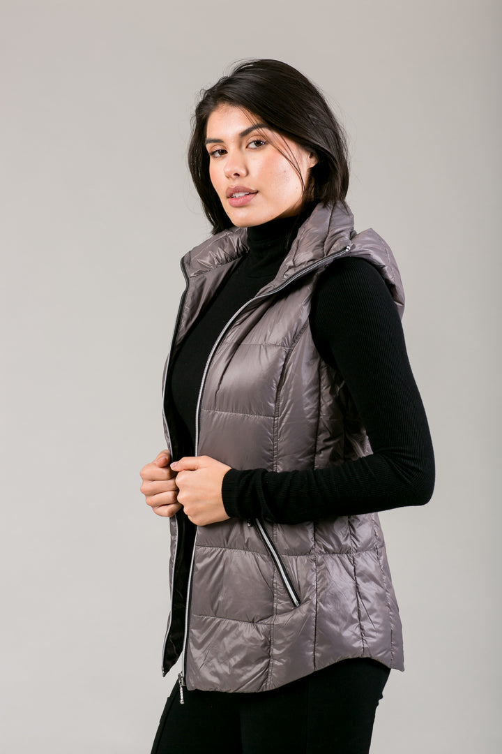 Short Hooded Quilted Vest