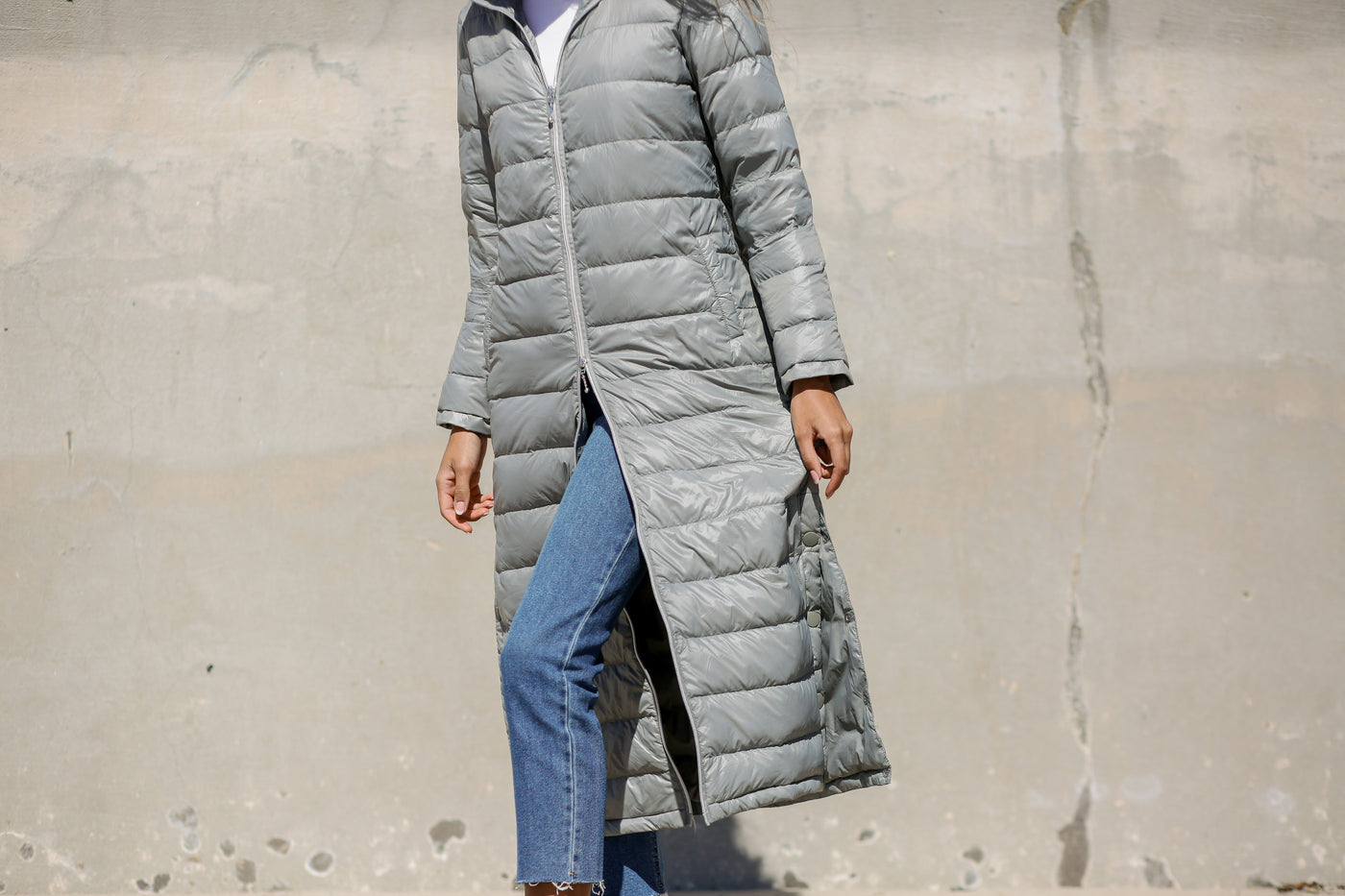 Quilted Nylon Duster Jacket