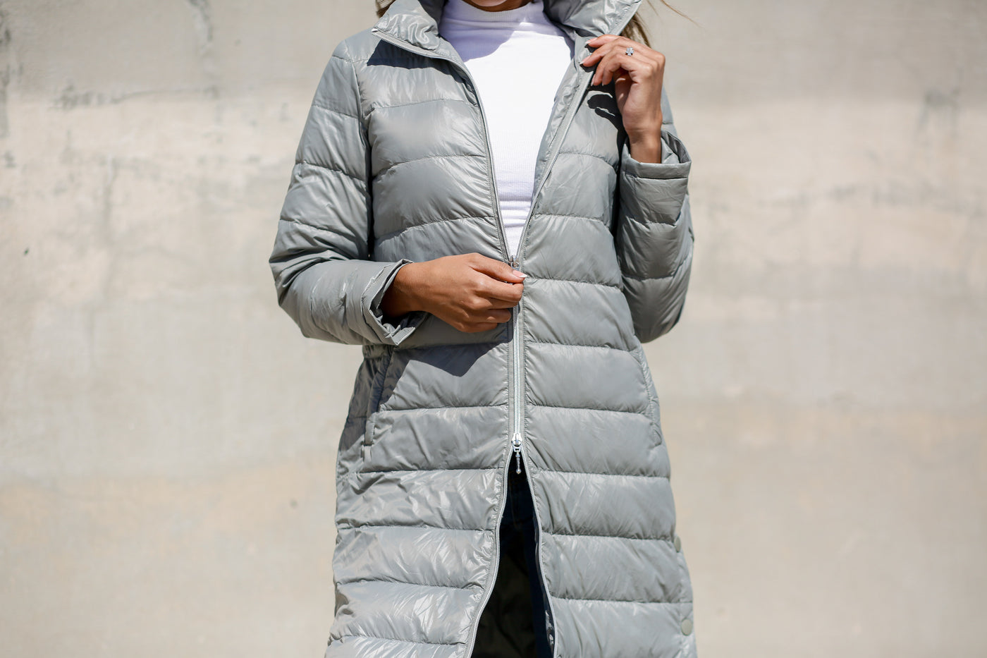 Quilted Nylon Duster Jacket