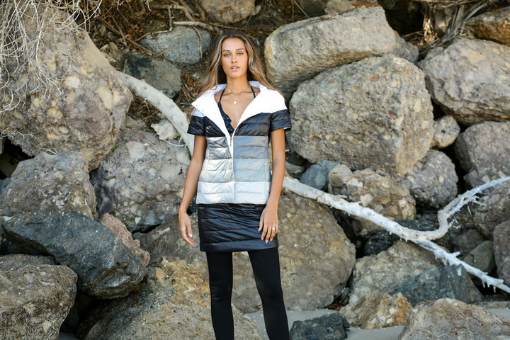 metallic Short Sleeve Puffer Jacket