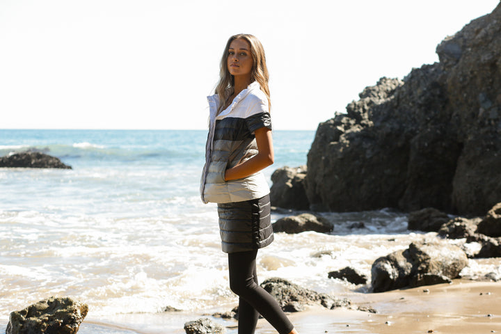 metallic Short Sleeve Puffer Jacket