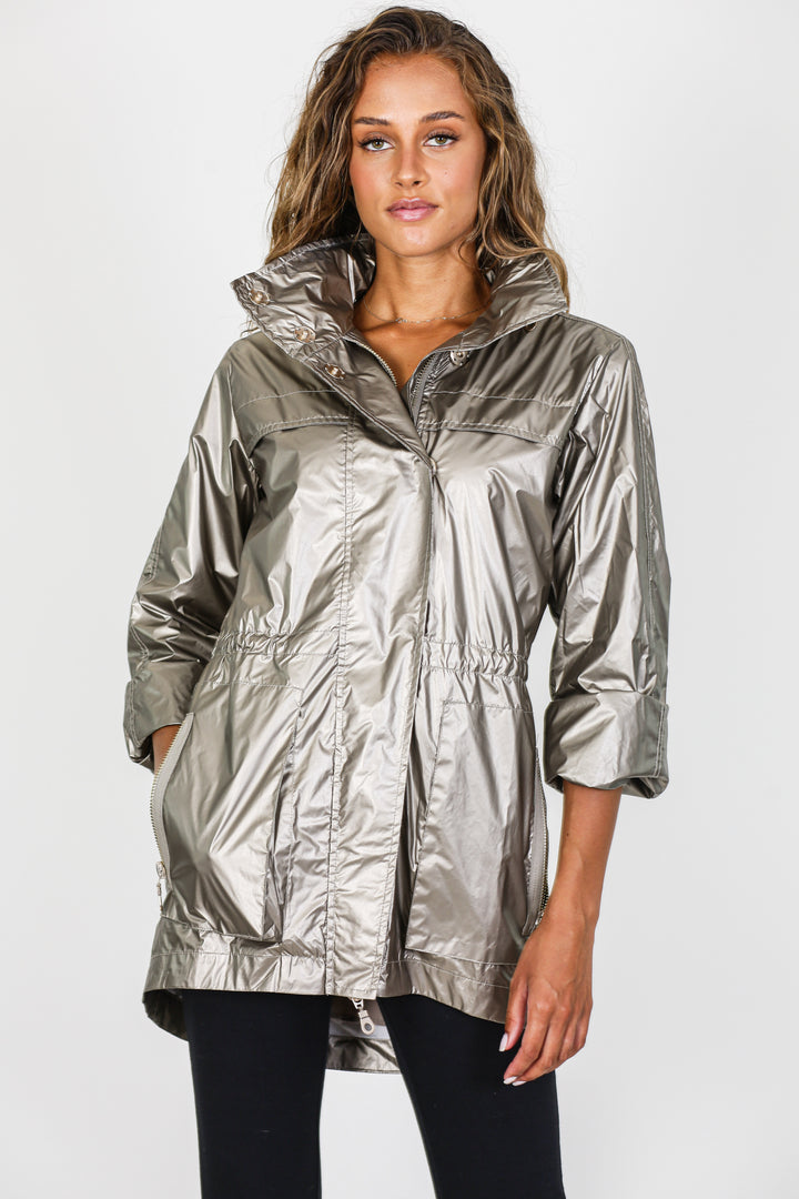Metallic Anorak Rain Jacket Women