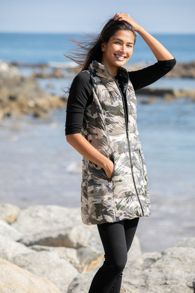 Long Printed Down Vest