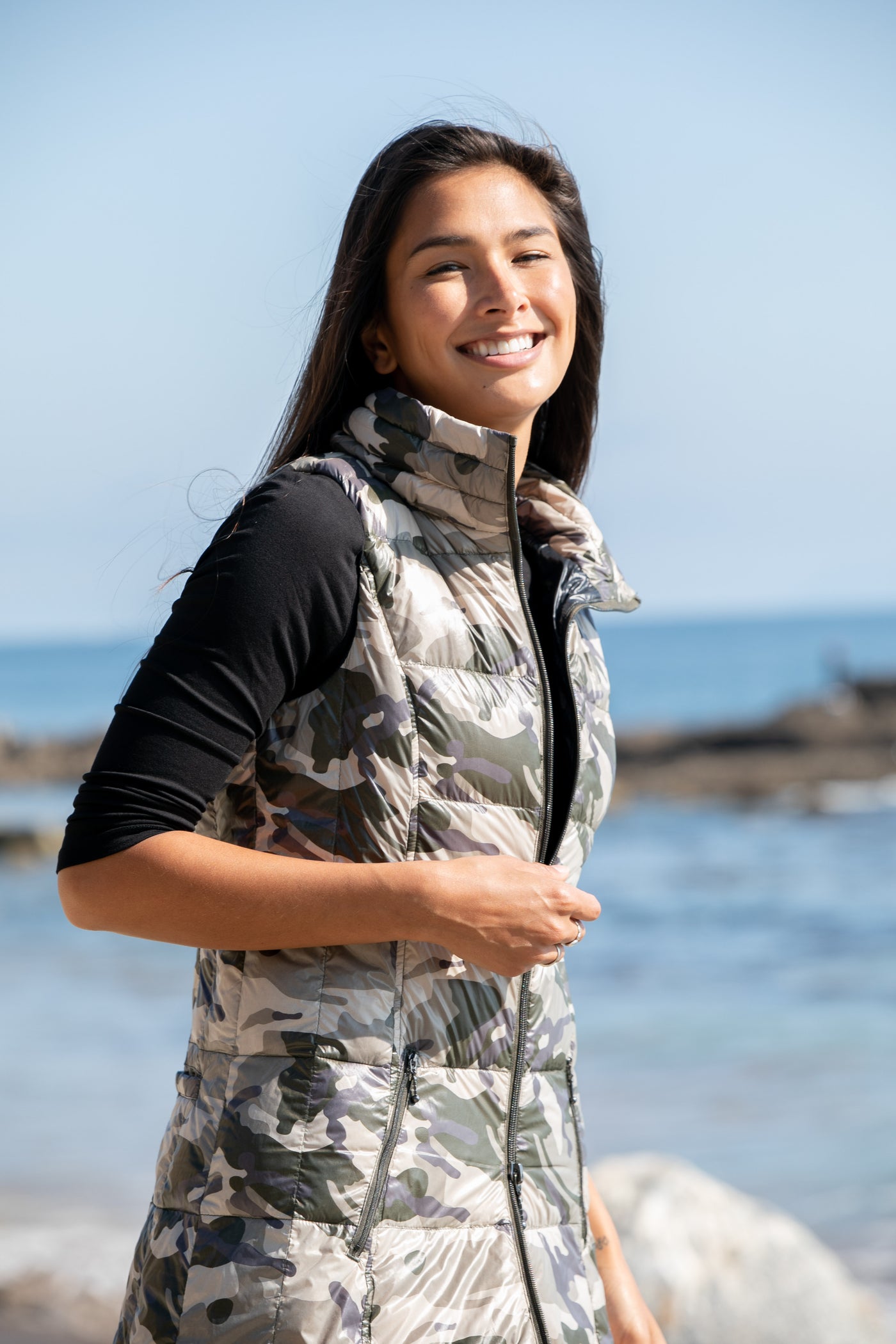 Long Printed Down Vest