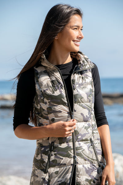 Long Printed Down Vest