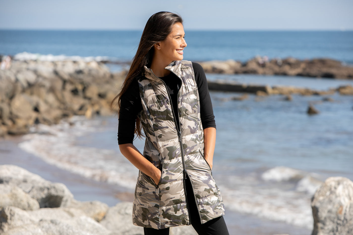 Long Printed Down Vest