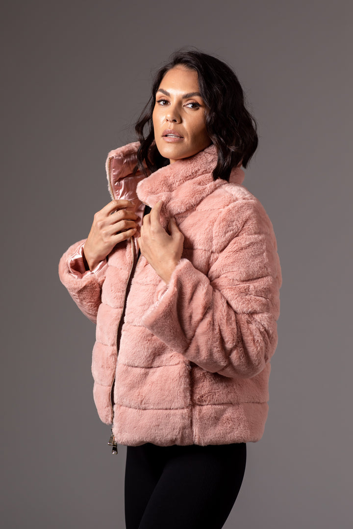 Cozy Faux Fur Quilted Jacket