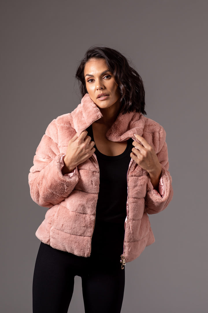 Cozy Faux Fur Quilted Jacket