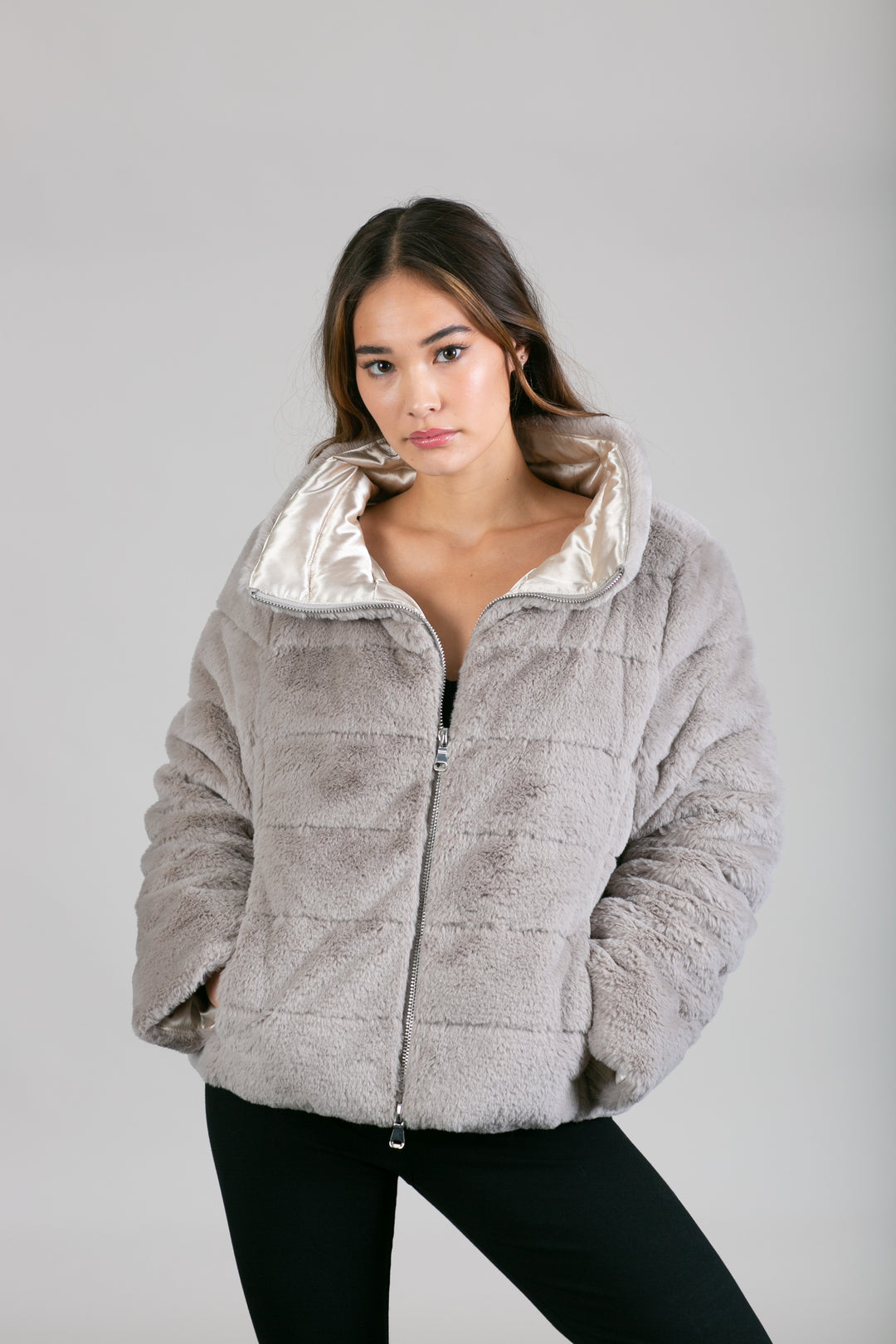 Cozy Faux Fur Quilted Jacket