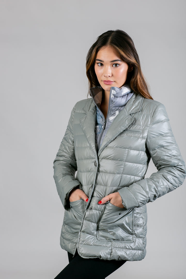 Double Layer Puffer Quilted Blazer Women