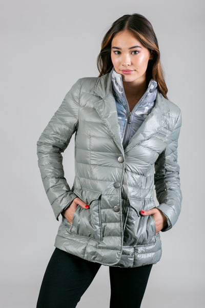 Double Layer Puffer Quilted Blazer Women