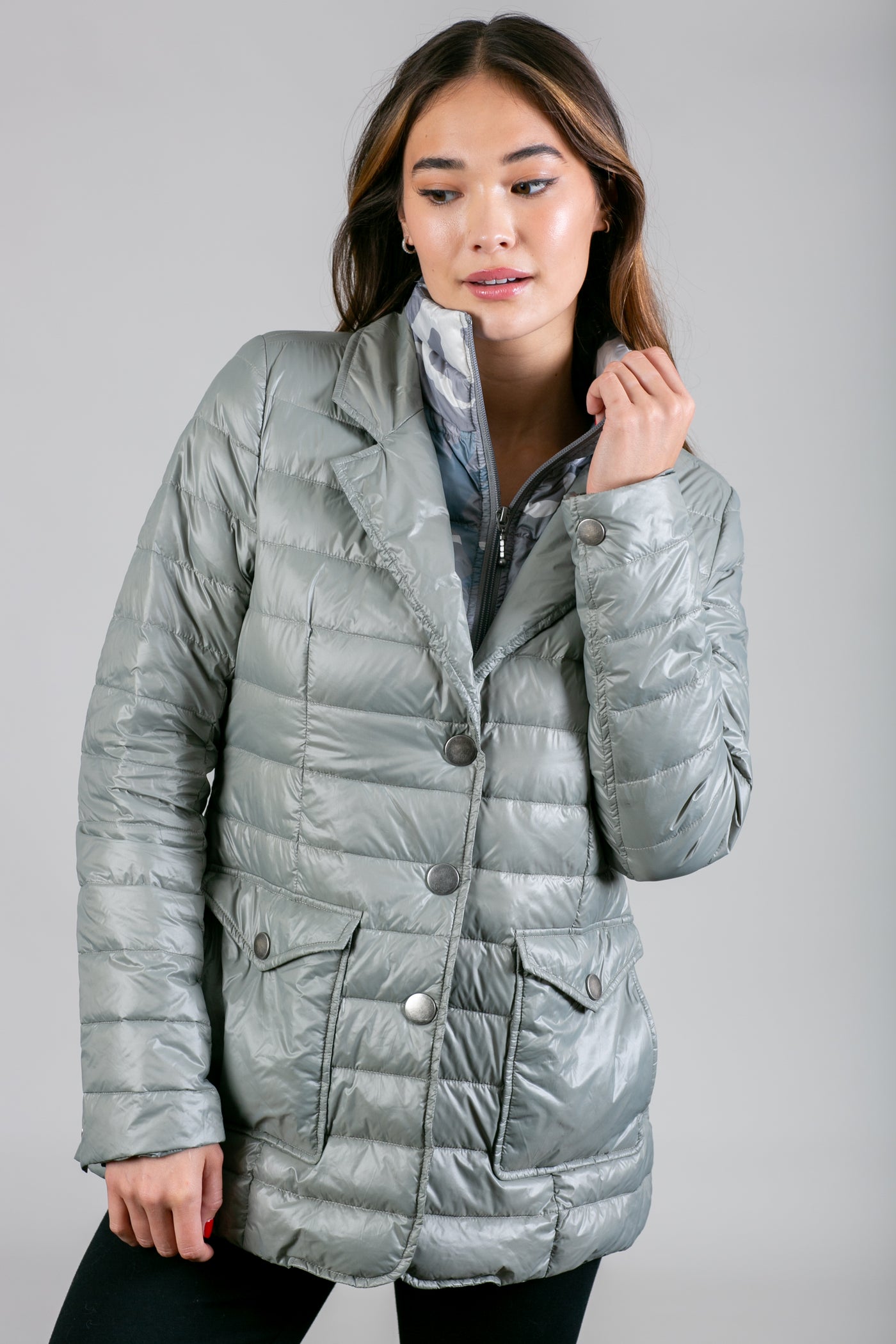 Double Layer Puffer Quilted Blazer Women
