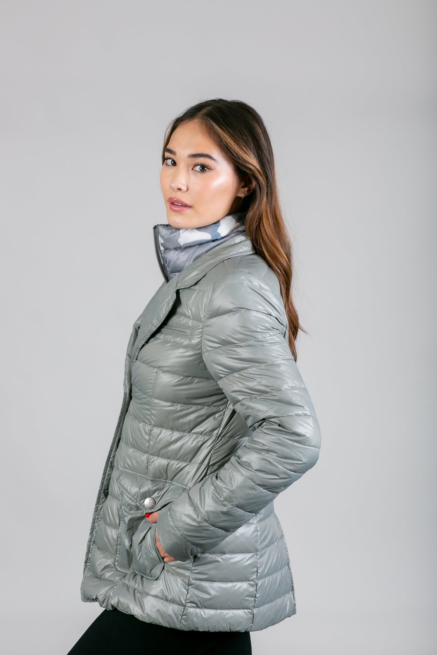 Double Layer Puffer Quilted Blazer Women