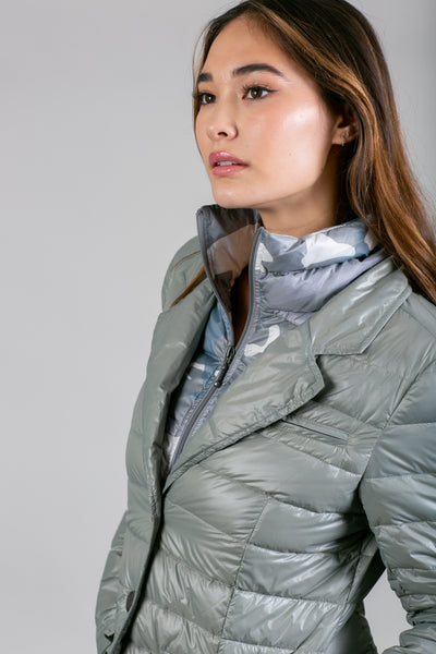 Double Layer Puffer Quilted Blazer Women