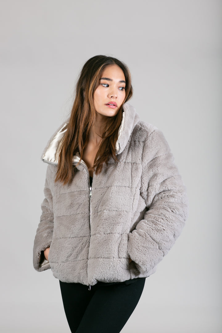Cozy Faux Fur Quilted Jacket