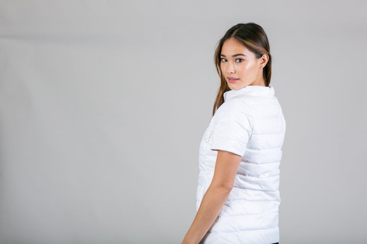 metallic Short Sleeve Puffer Jacket