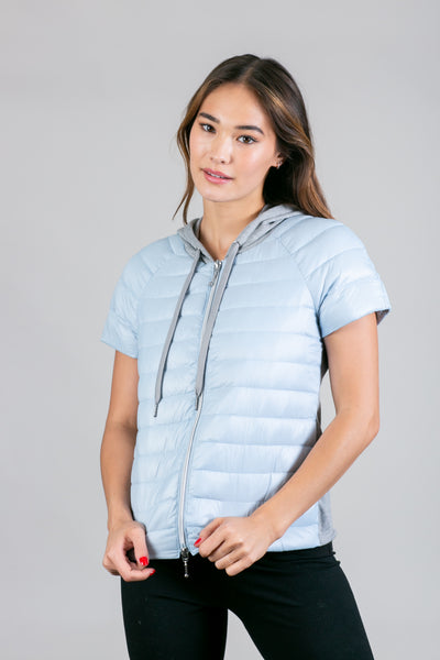 Quilted Short Sleeve Hoodie Jacket