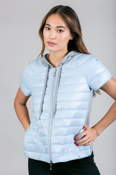 Quilted Short Sleeve Hoodie Jacket