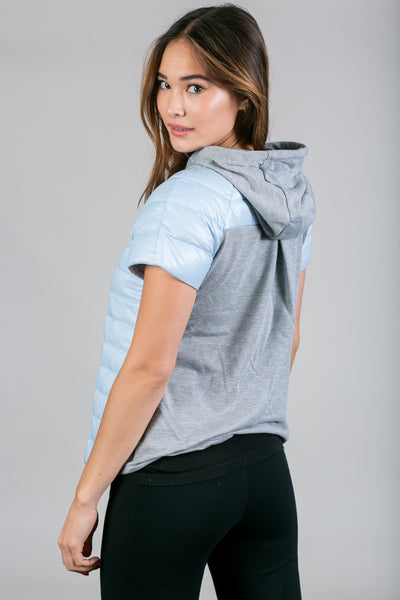 Quilted Short Sleeve Hoodie Jacket