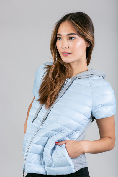 Quilted Short Sleeve Hoodie Jacket