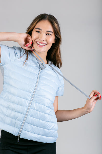 Quilted Short Sleeve Hoodie Jacket