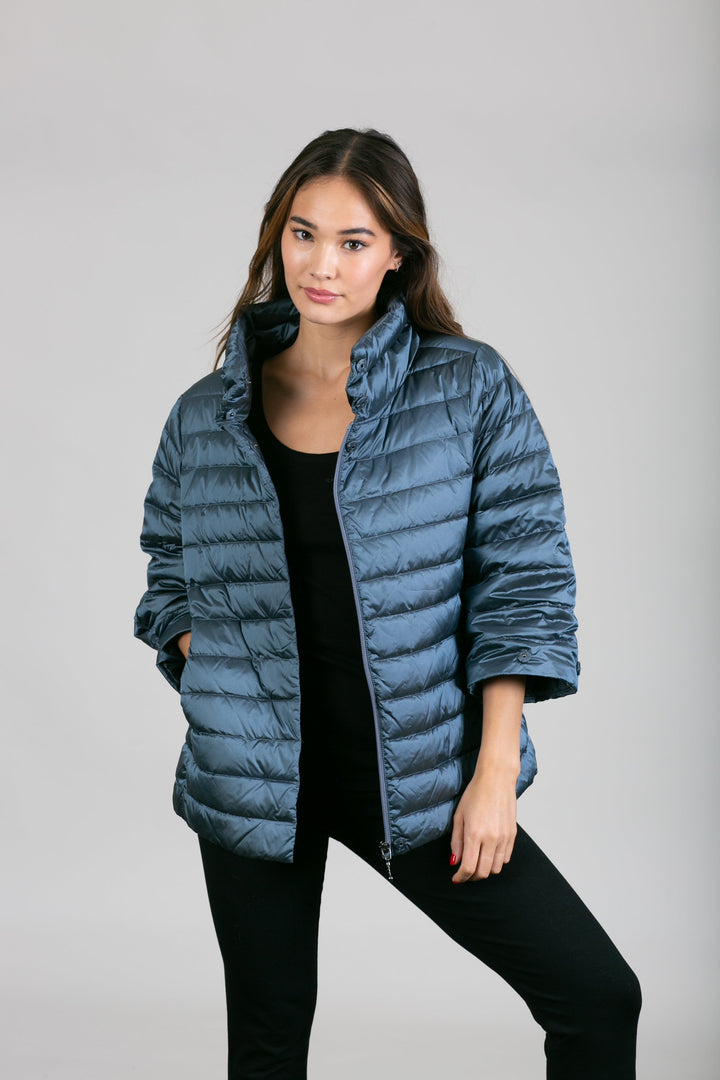 Iridescent Crop Sleeve Puffer Jacket