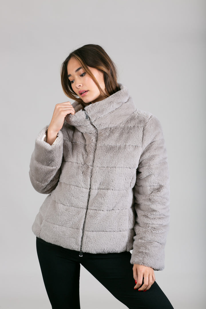 Cozy Faux Fur Quilted Jacket
