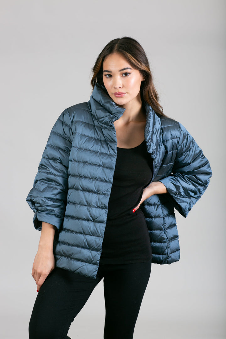 Iridescent Crop Sleeve Puffer Jacket
