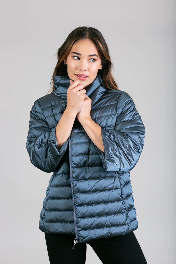 Iridescent Crop Sleeve Puffer Jacket