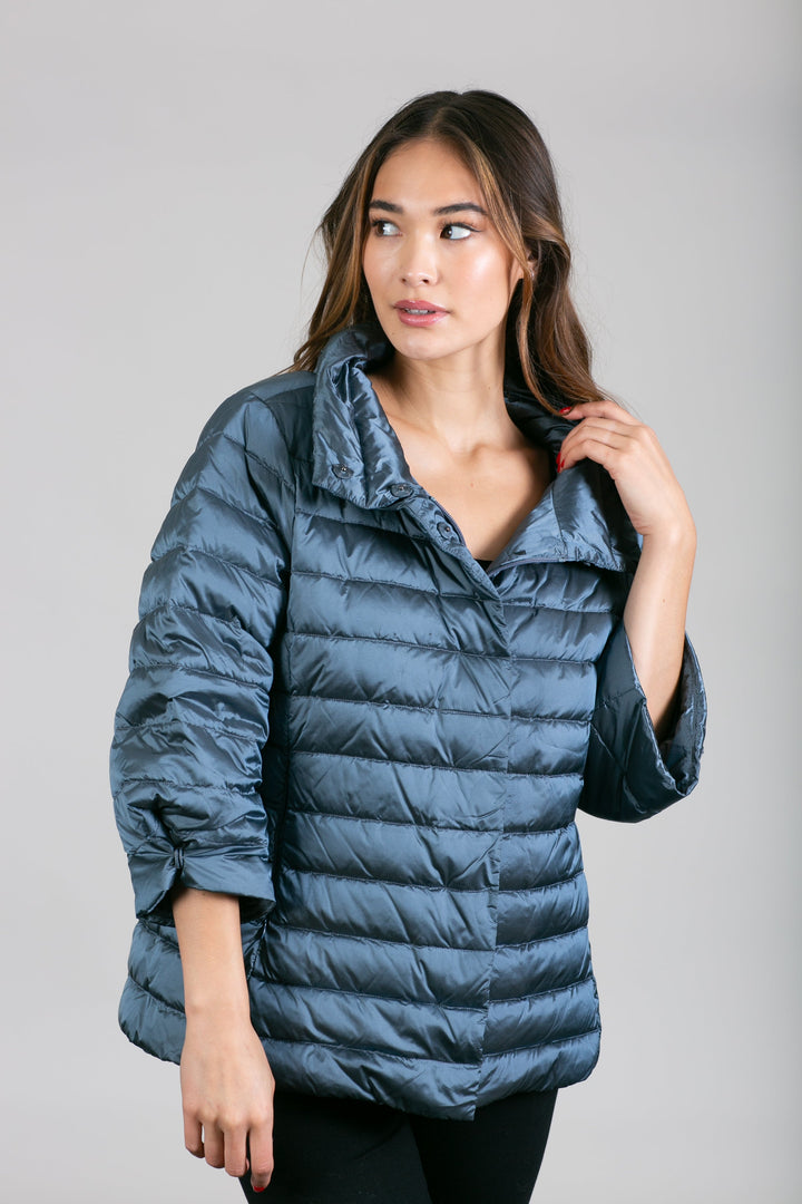Iridescent Crop Sleeve Puffer Jacket