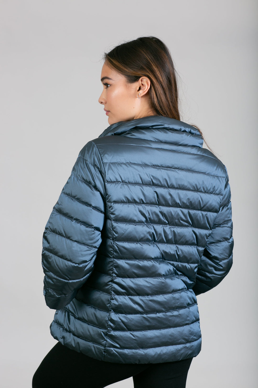 Iridescent Crop Sleeve Puffer Jacket