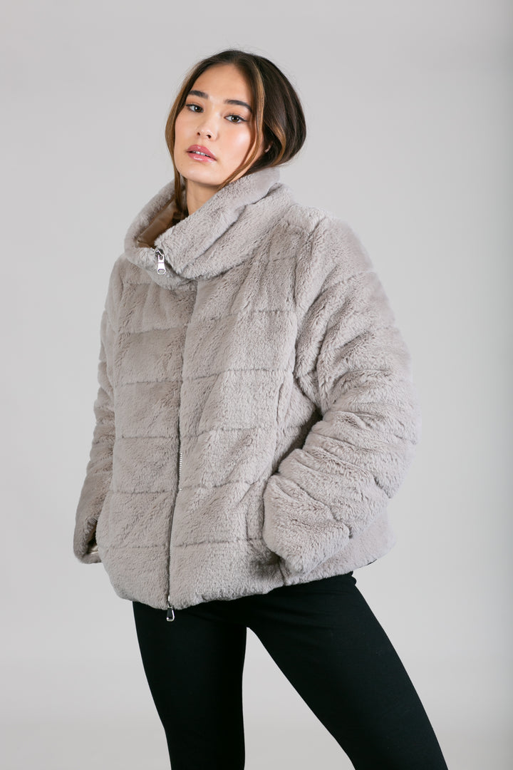 Cozy Faux Fur Quilted Jacket