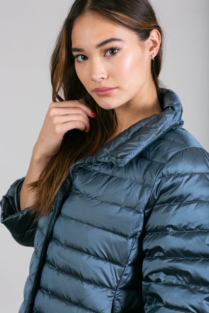 Iridescent Crop Sleeve Puffer Jacket
