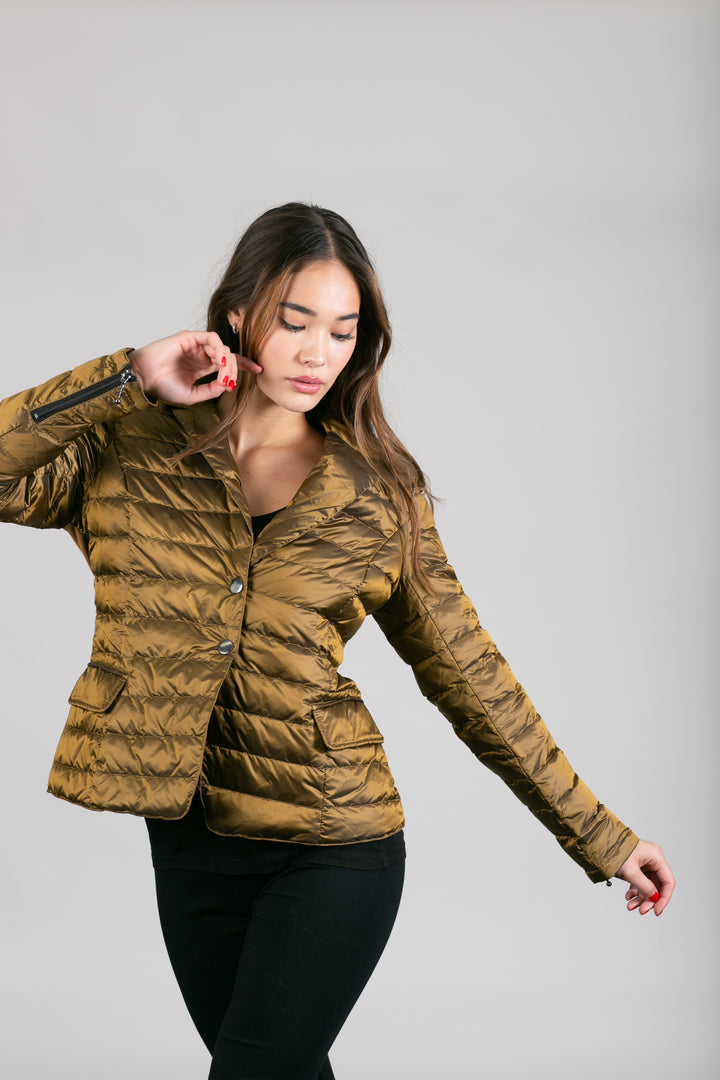 Button Down Puffer Blazer Jacket