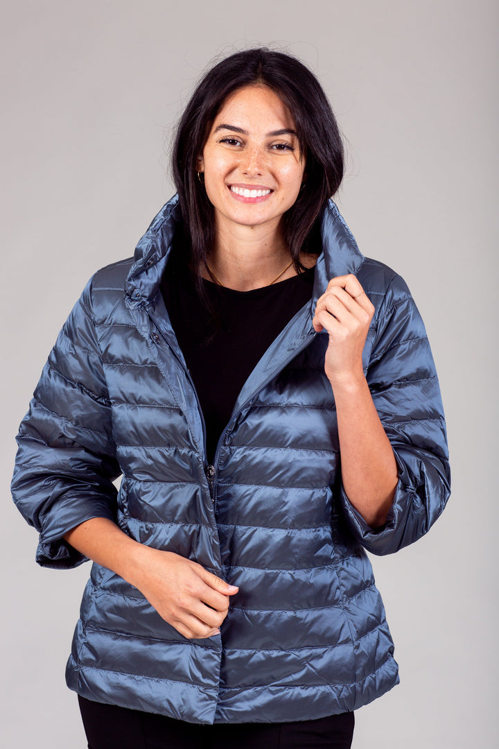 Iridescent Crop Sleeve Puffer Jacket