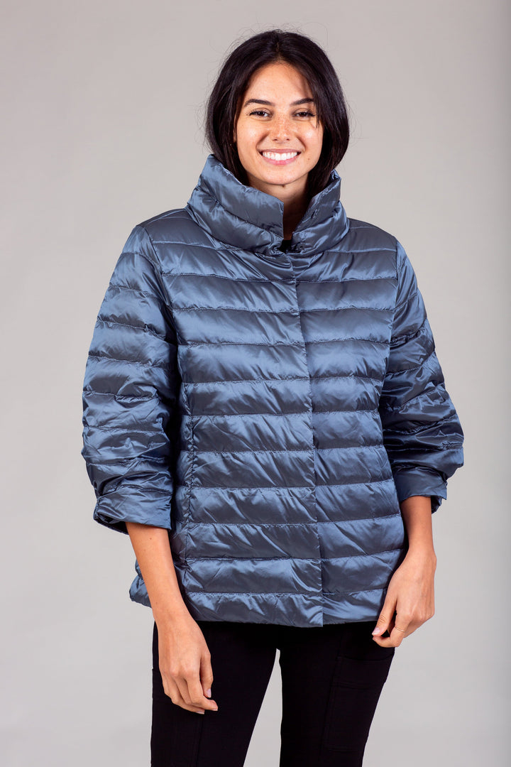 Iridescent Crop Sleeve Puffer Jacket