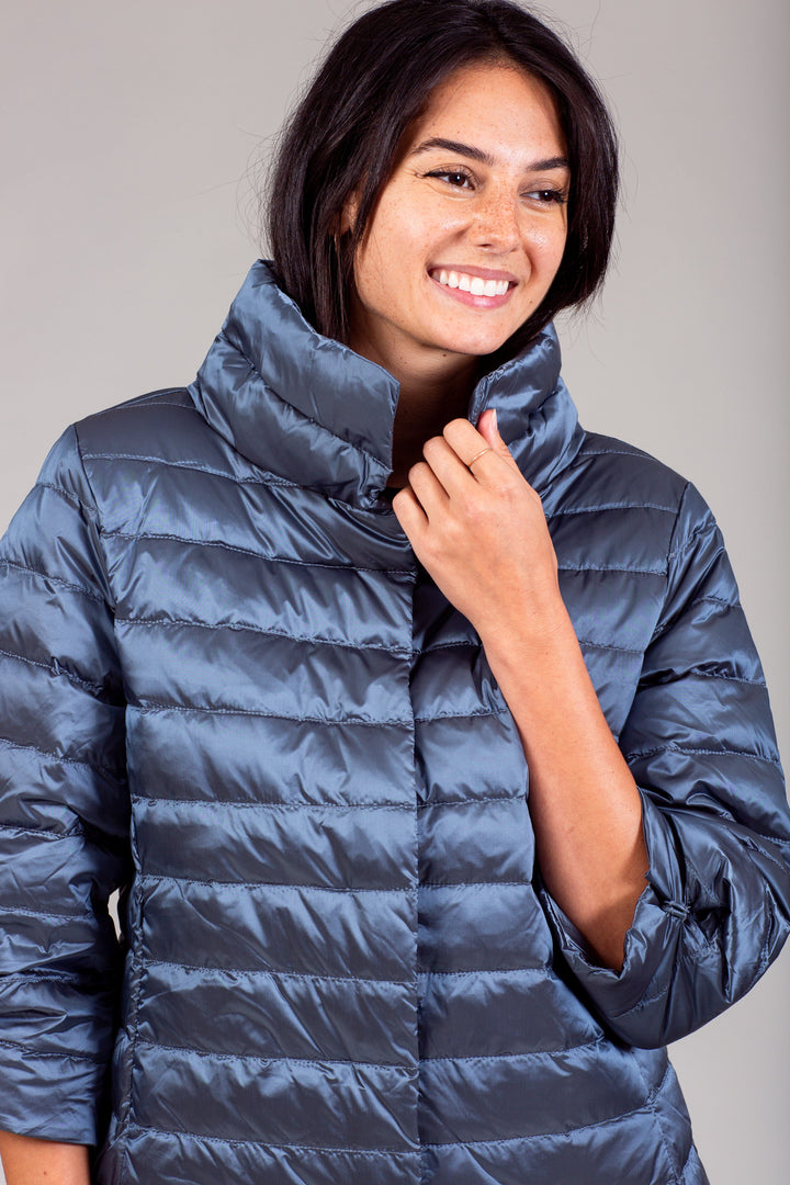 Iridescent Crop Sleeve Puffer Jacket