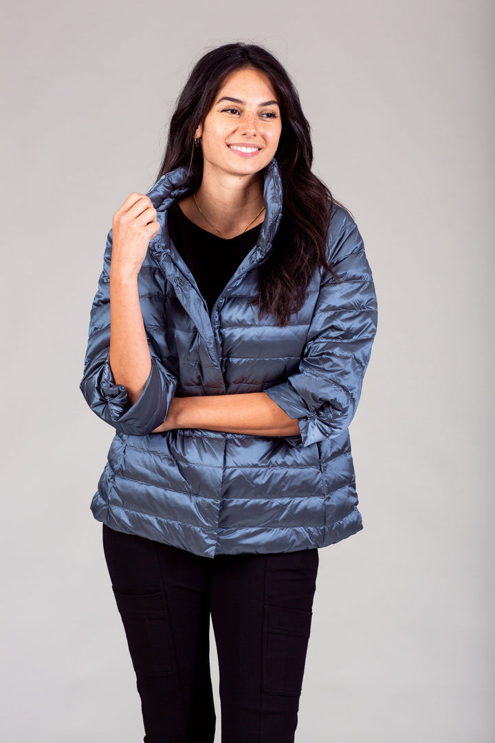 Iridescent Crop Sleeve Puffer Jacket