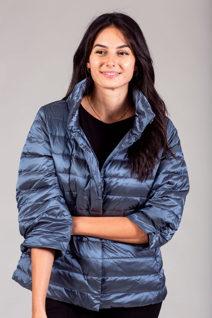 Iridescent Crop Sleeve Puffer Jacket