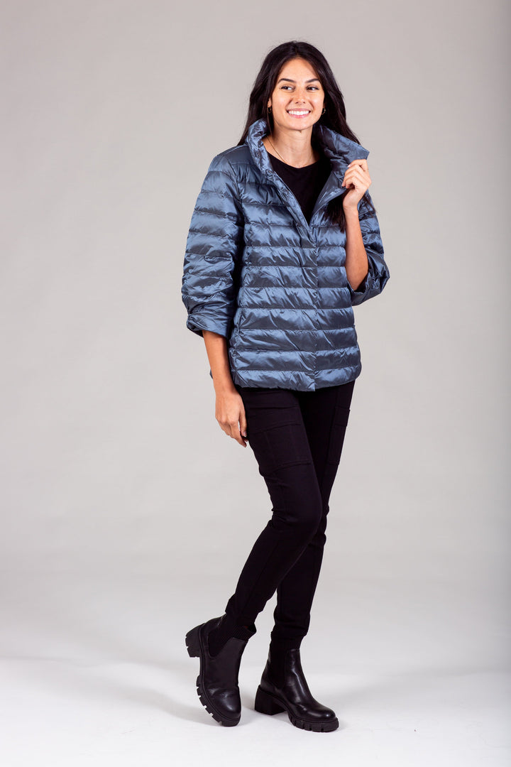 Iridescent Crop Sleeve Puffer Jacket