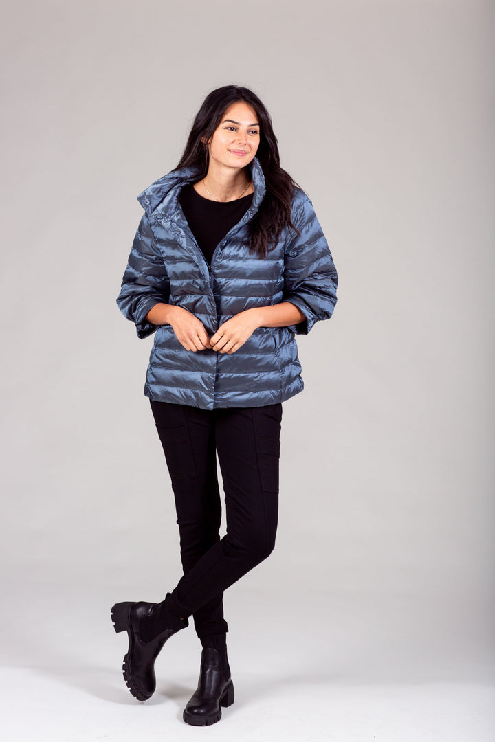 Iridescent Crop Sleeve Puffer Jacket