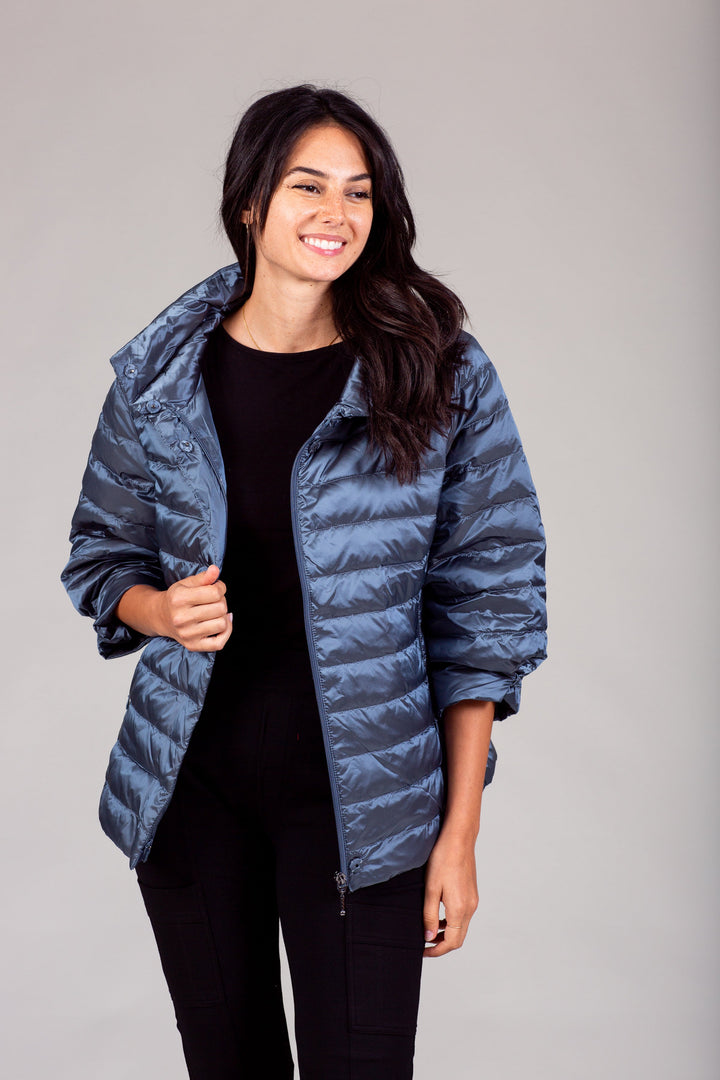 Iridescent Crop Sleeve Puffer Jacket