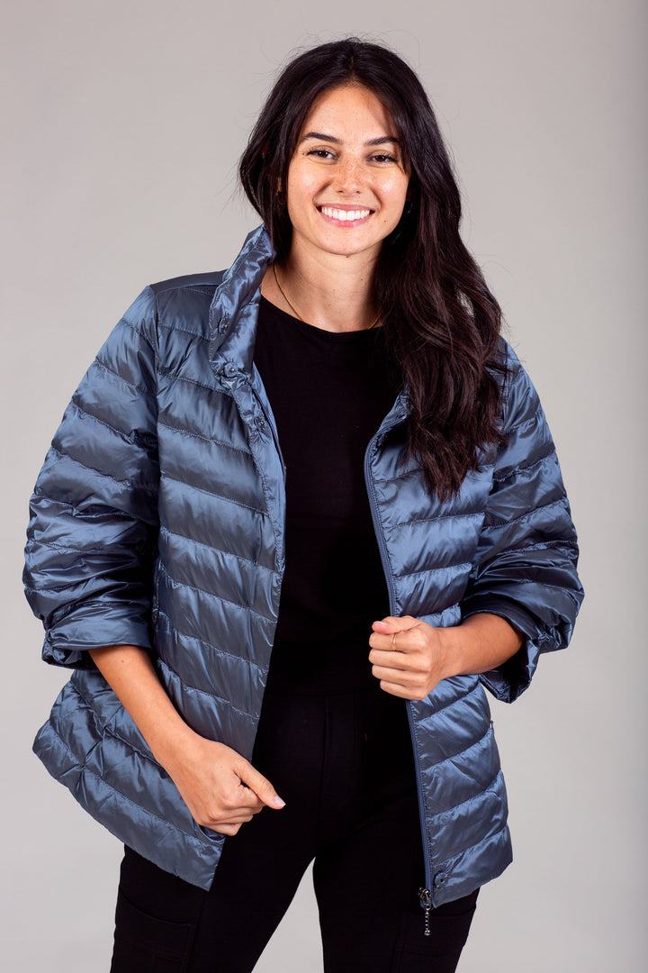 Iridescent Crop Sleeve Puffer Jacket