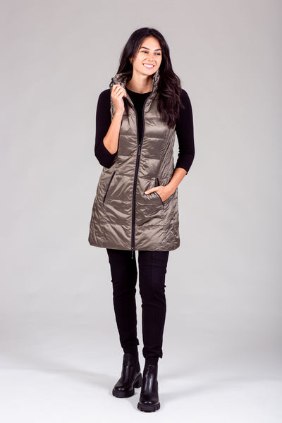 Long Metallic Down Vest